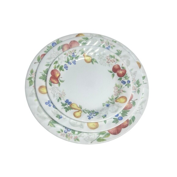 3 Piece Corning Corelle Chutney Fruit Swirl‎ Rim 1 Dinner, 1 Salad, 1 Saucer Set - Picture 3 of 14